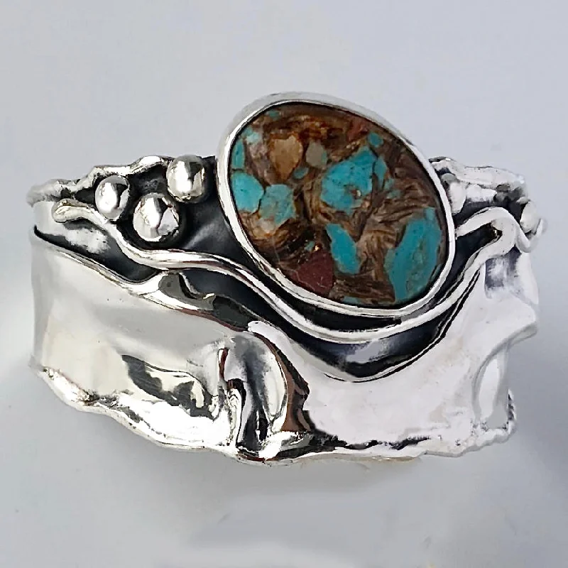 Rose Gold - Toned Women's Cuff Bracelets with Cubic Zirconia for a Glamorous LookTurquoise and Native Copper in Sterling Silver Cuff Bracelet