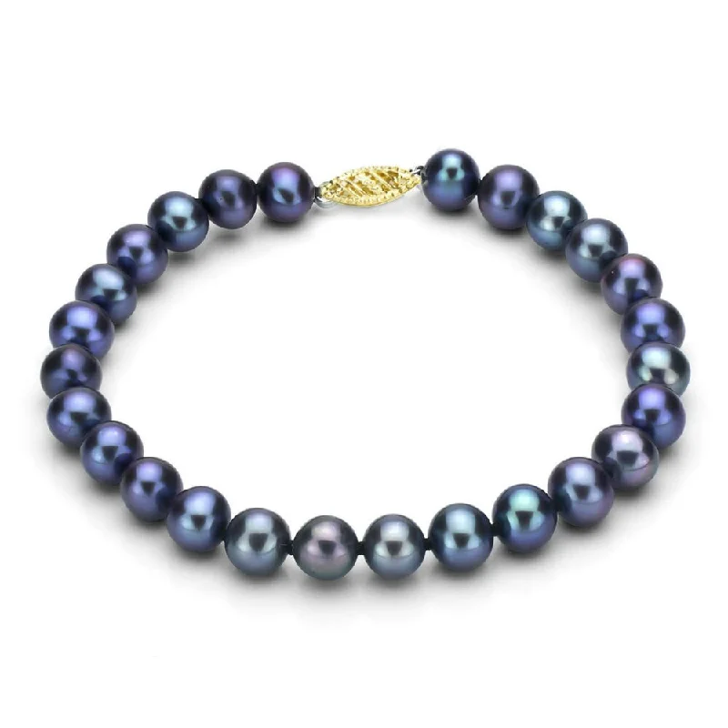 Pearl Bracelet with LED - Lit Pearl Accents for a Glowing and Eye - Catching EffectDaVonna 14k Gold Black Cultured FW Pearl Bracelet (7.5-8mm)