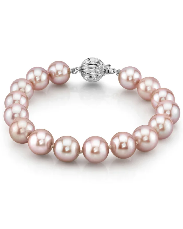 Pearl Bracelet with LED - Lit Pearl Accents for a Glowing and Eye - Catching Effect9.5-10.5mm Pink Freshwater Pearl Bracelet - AAAA Quality