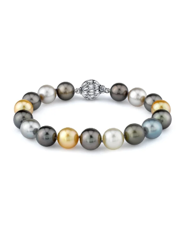 Bridal Pearl Bracelet with Ivory - Toned Pearls and Swarovski Crystals for a Wedding Day SparkleMulti-Color Tahitian & Golden South Sea Pearl Bracelet, 9.0-10.0mm - AAA Quality