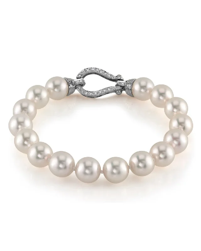 Pearl Bracelet with Hidden Magnetic Clasp for Easy and Secure WearWhite Japanese Hanadama Akoya Pearl Bracelet, 9.0-9.5mm