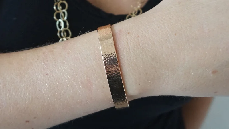 Women's Cuff Bracelets with Personalized Initials or Names for a Customized GiftRose Gold Wide Hammered Cuff