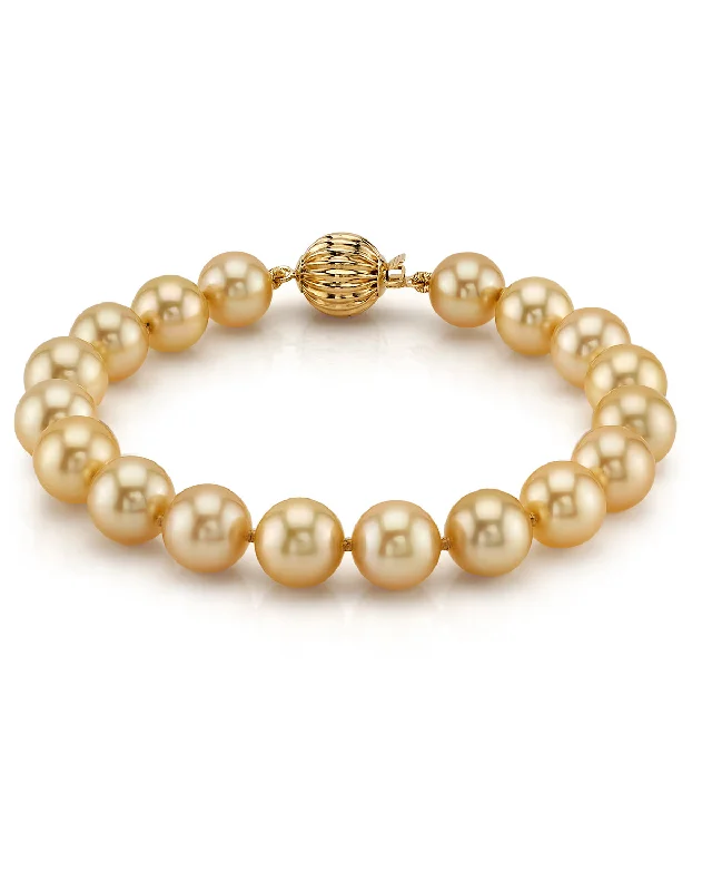 Beach - Inspired Pearl and Shell Bracelet with Seashell - Shaped Beads for a Summery LookGolden South Sea Pearl Bracelet, 8.0-9.0mm