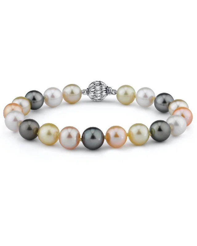 Stackable Pearl Bracelet Set with Mixed - Sized Pearls for a Trendy Layered StyleMulti-Color Tahitian, South Sea and Freshwater Bracelet, 10.0-11.0mm - AAA Quality