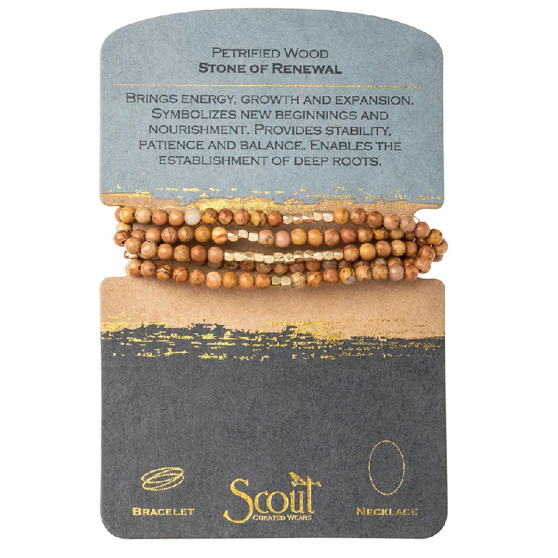 Pearl - Embellished Wrap Bracelets for an Elegant AppearanceStone Wrap Petrified Wood - Stone of Renewal