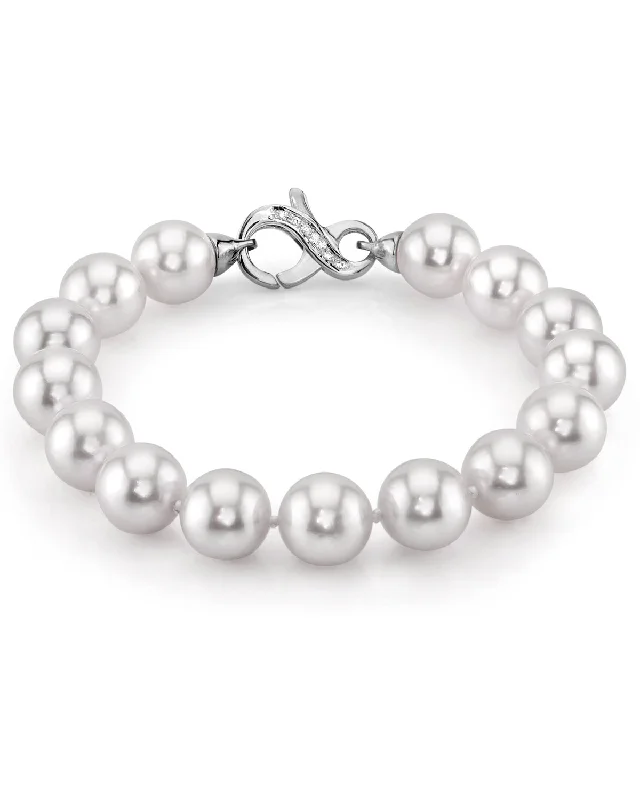 Cultured Akoya Pearl Bracelet with Sterling Silver Clasp for Timeless EleganceWhite South Sea Pearl Bracelet, 10.0-11.0mm - AAA/AAAA Quality