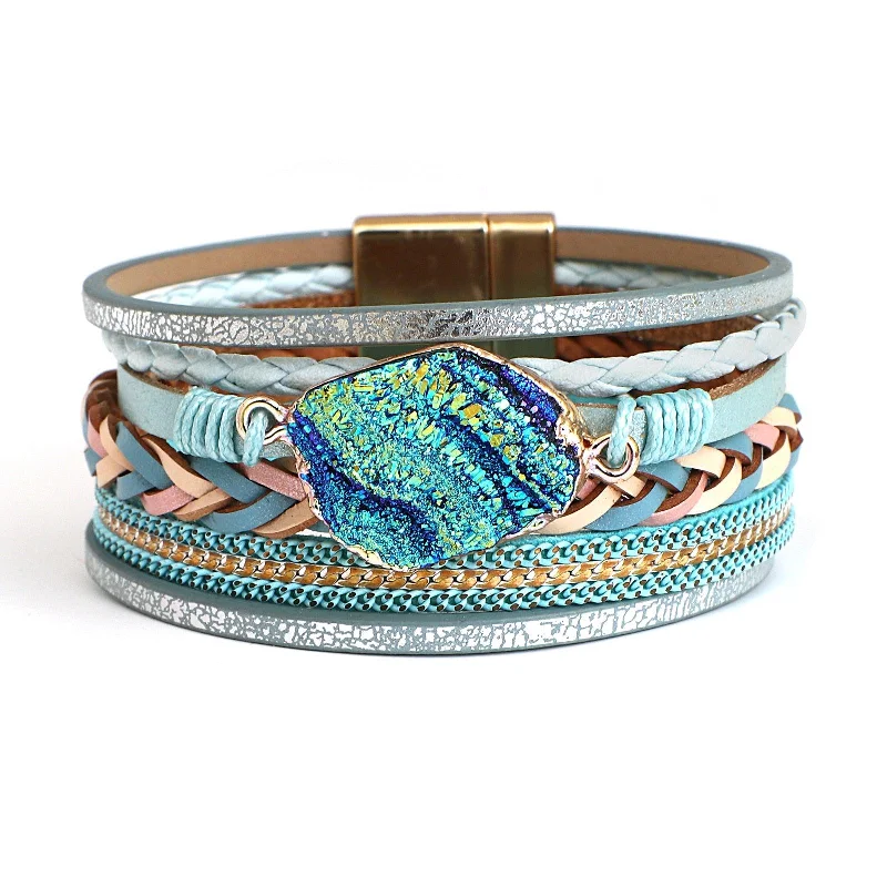 Women's Cuff Bracelets with Tassel Decorations for a Boho - Chic Style'Birralee' Charm Cuff Bracelet - blue