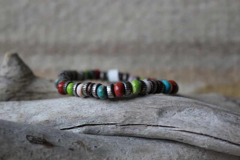 Leather - and - Metal Combo Women's Cuff Bracelets in Rustic Brown for a Western StyleRed Stone Arches Bracelet