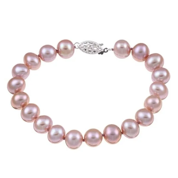 Plus - Sized Women's Oversized Pearl Bracelet with Extra - Long Chain for a Statement PiecePink Freshwater Pearl Classic 7.25-inch Bracelet (8-9 mm)