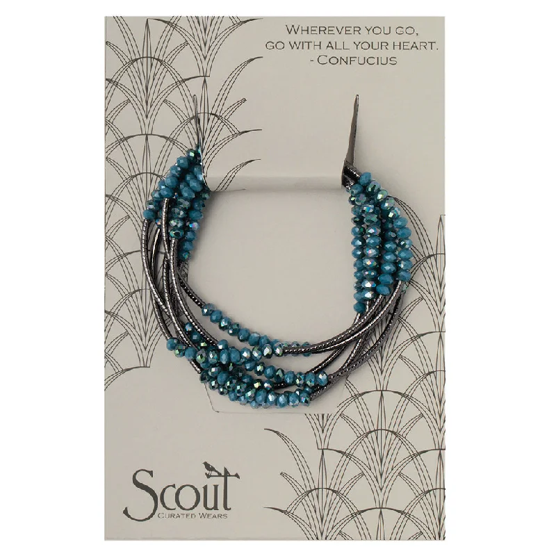 Gemstone - Studded Wrap Bracelets in Amethyst and TopazScout Wrap : Peacock/Hematite