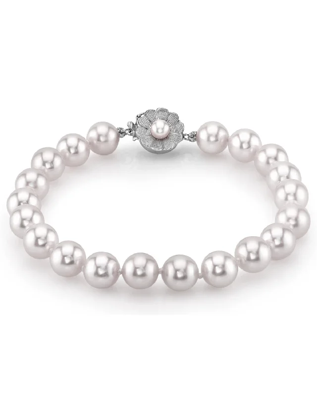 Hand - Painted Pearl Bracelet with Floral Motifs for an Artistic and Unique PieceWhite South Sea Pearl Bracelet, 8.0-9.0mm - AAA/AAAA Quality