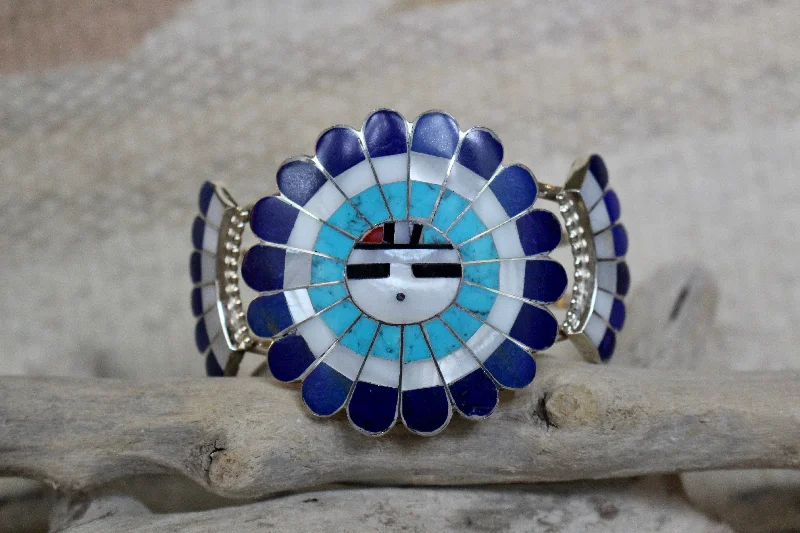 Vintage - Inspired Women's Cuff Bracelets with Filigree Work for a Retro AppealLapis Sunface Bracelet