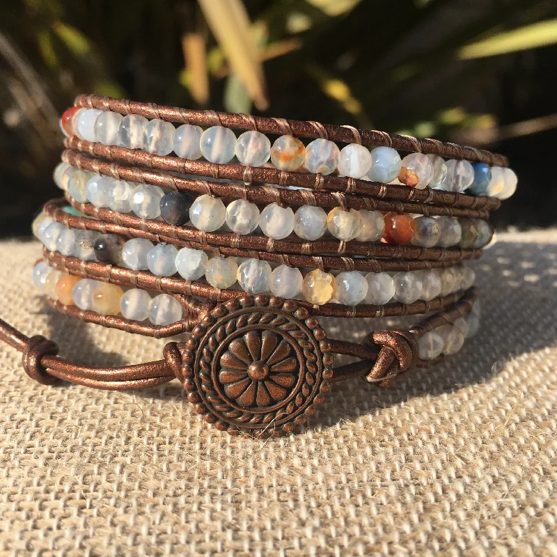 Wrap Bracelets Made from Recycled Materials for Eco - Conscious Consumers4-Wrap Bracelet - Water Agate #3