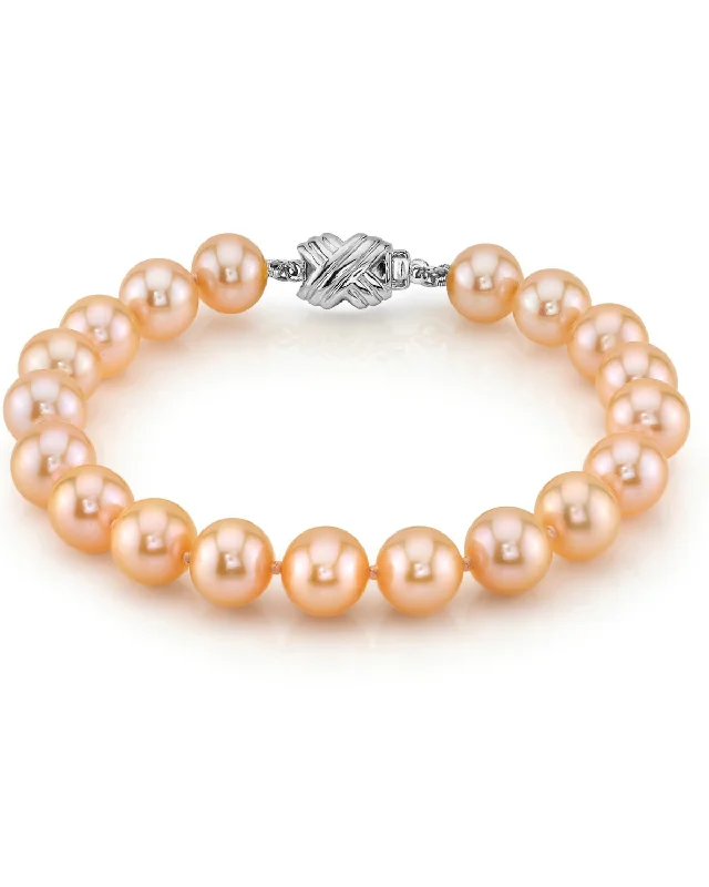 Plus - Sized Women's Oversized Pearl Bracelet with Extra - Long Chain for a Statement Piece8.0-8.5mm Peach Freshwater Pearl Bracelet - AAA Quality