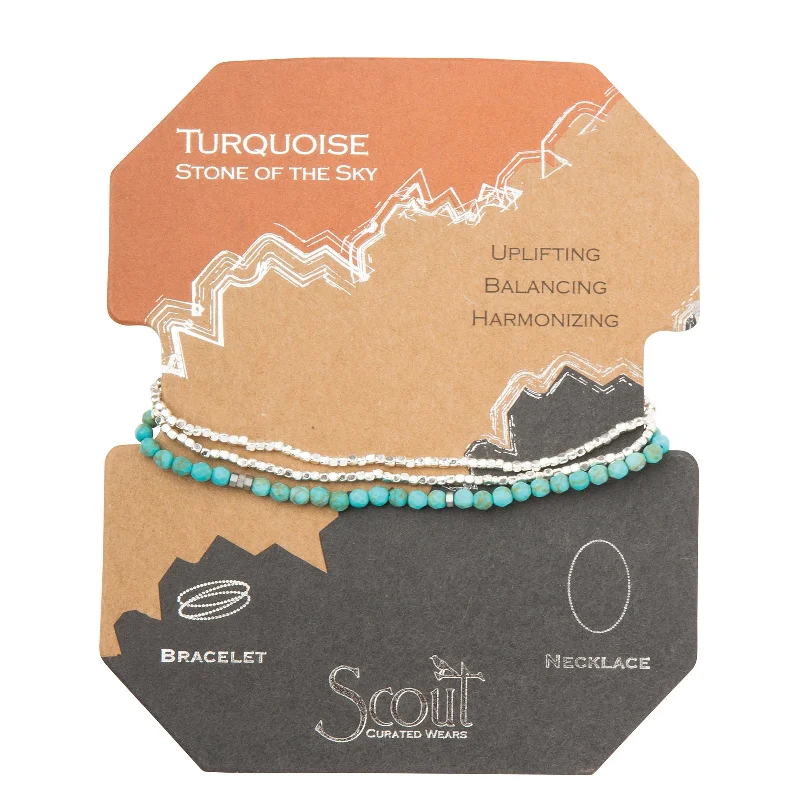 Wrap Bracelets Made from Recycled Materials for Eco - Conscious ConsumersDelicate Stone Turquoise/Silver - Stone of the Sky