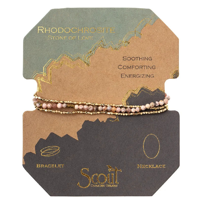 Gemstone - Studded Wrap Bracelets in Amethyst and TopazDelicate Stone Rhodochrosite - Stone of Love