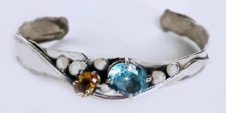 Magnetic Closure Women's Cuff Bracelets with Crystal Embellishments for Easy WearGemstone cuff - narrow