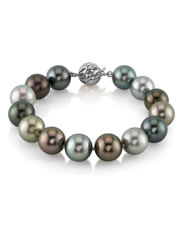 Pearl Bracelet with Hidden Magnetic Clasp for Easy and Secure WearMulti-Color Tahitian Pearl Bracelet, 11.0-12.0mm