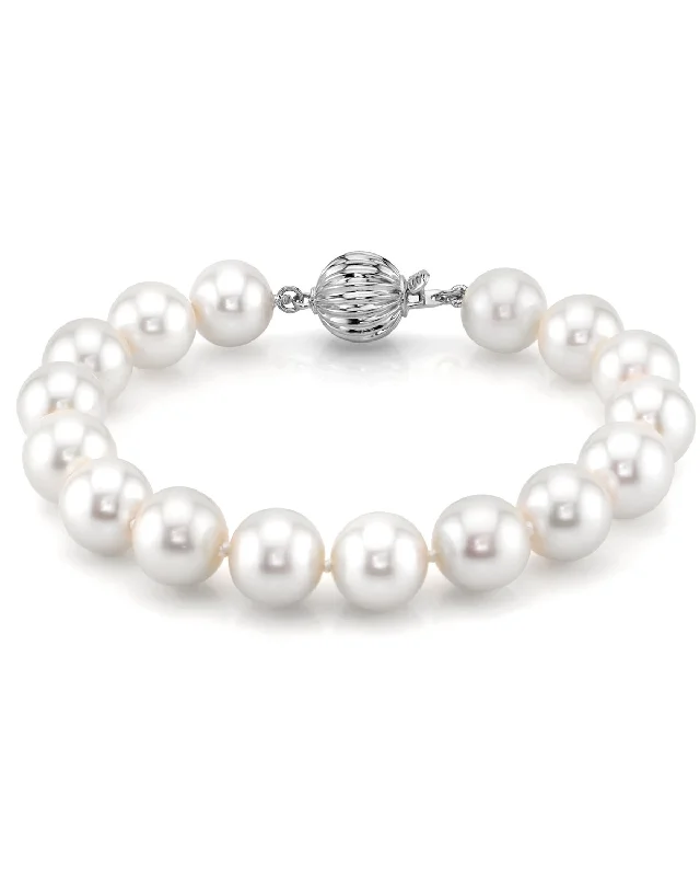 Custom - Engraved Pearl Bracelet with Initials or Messages for a One - of - a - Kind Gift9.5-10.5mm White Freshwater Pearl Bracelet - AAAA Quality