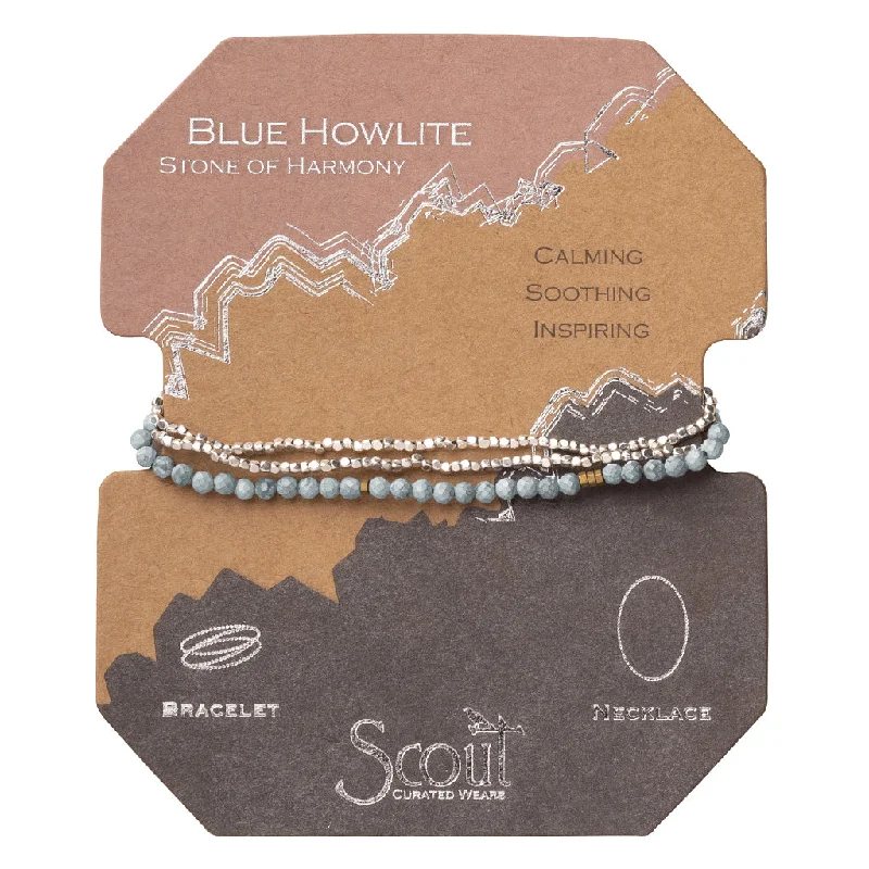 Vintage - Inspired Wrap Bracelets with Filigree DetailsDelicate Stone Blue Howlite - Stone of Harmony