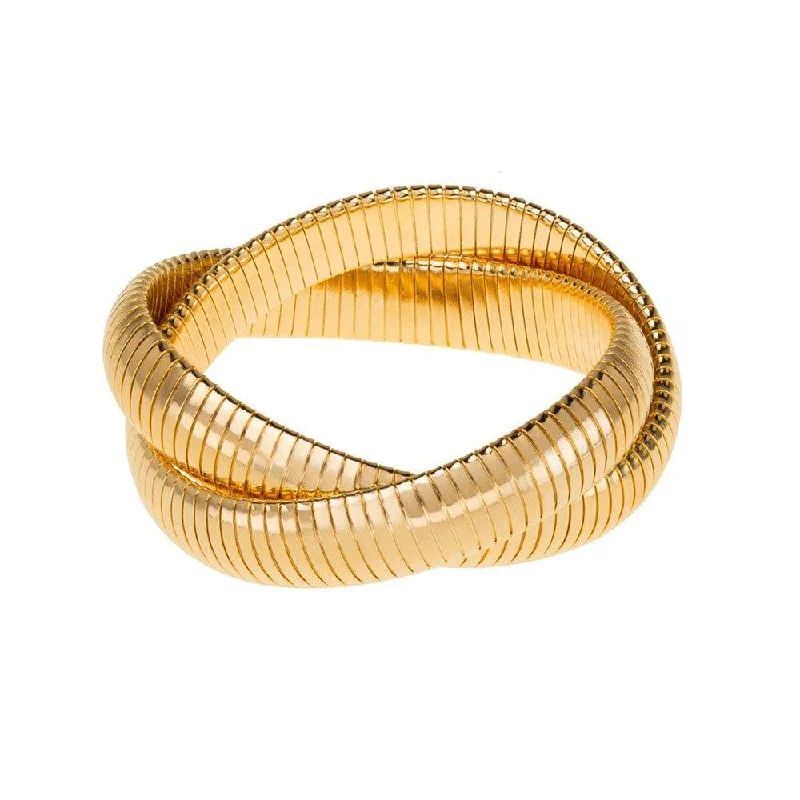 Bangle Bracelets with Adjustable Screw - Closures for a Secure FitMedium Double Cobra Bracelet in Gold