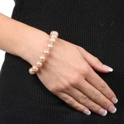 Plus - Sized Women's Oversized Pearl Bracelet with Extra - Long Chain for a Statement PieceDaVonna 14k Gold 10-11mm Pink Freshwater Pearl Bracelet 8-inch