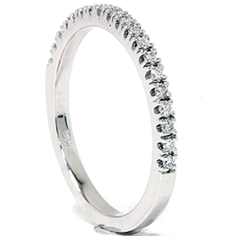 18K White Gold Classic Round - Cut Diamond Wedding Bands for a Timeless and Elegant Look1/6ct Diamond Wedding Ring White Gold