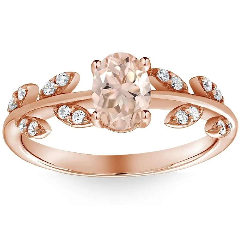 Matte - Black Ceramic Wedding Bands with a Polished Edge for a Sleek and Modern Appearance1 Ct Oval Morganite & Diamond Vine Engagement Anniversary Ring in Rose Gold