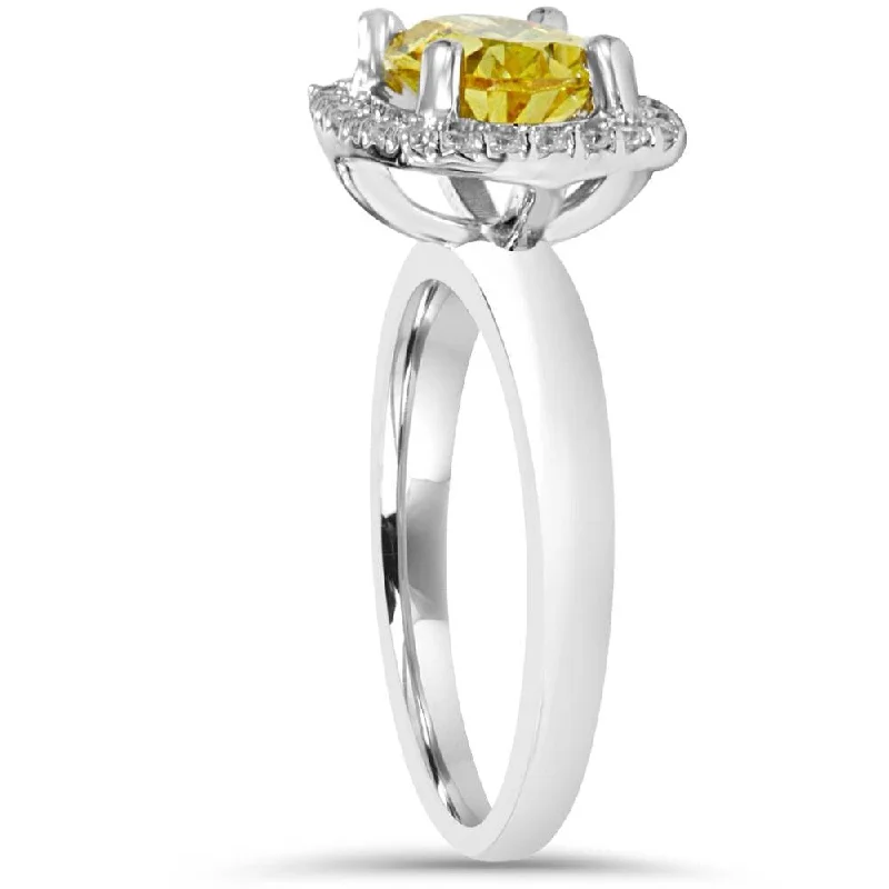 18K White Gold Classic Round - Cut Diamond Wedding Bands for a Timeless and Elegant Look2.26Ct Oval Citrine & Diamond Halo Ring White Gold