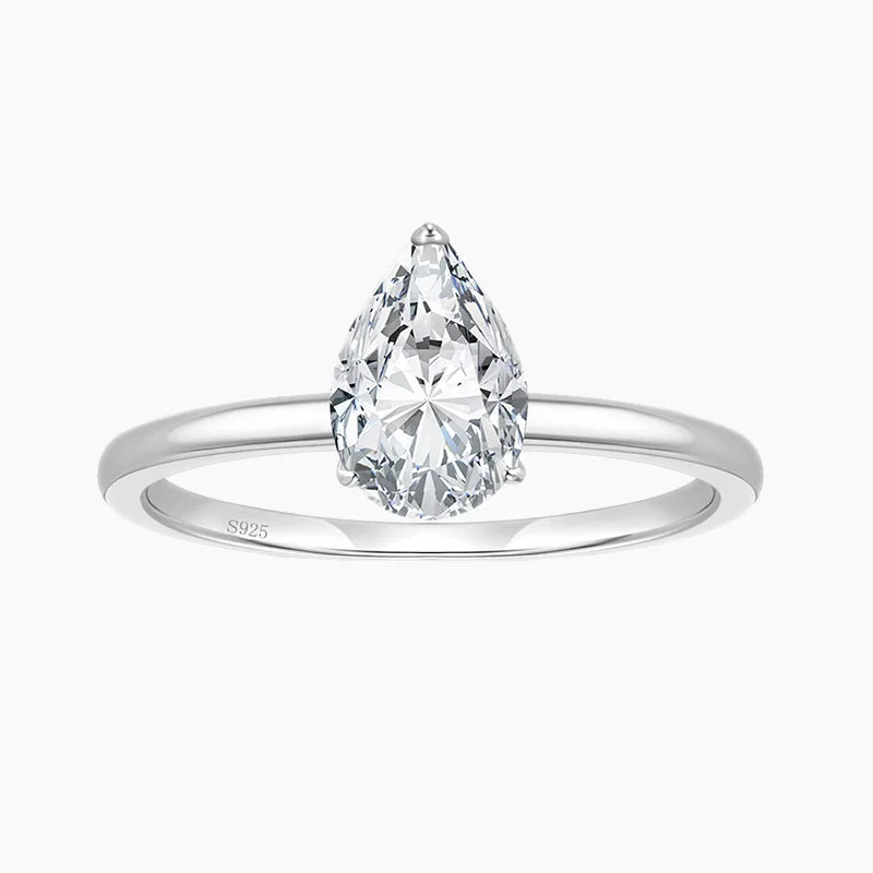 Princess Cut Engagement Rings in 18K White Gold with Micro - Pave Side Stones2CT 925 Sterling Silver Teardrop Engagement Rings