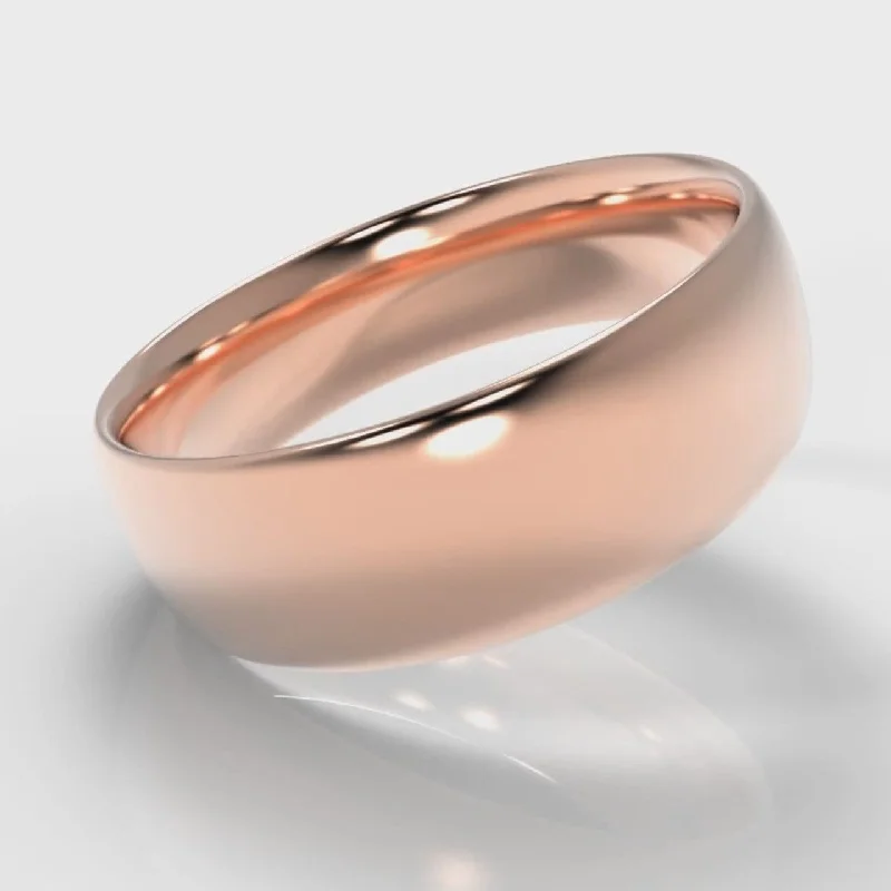 Laser - Etched Floral Design Wedding Bands in Palladium for a Delicate and Intricate Look7mm Court Shaped Comfort Fit Wedding Ring - Rose Gold