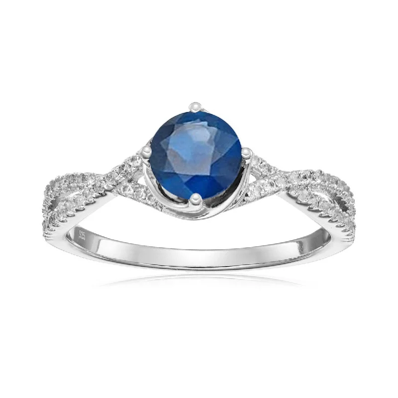 Tanzanite Gemstone Rings in 10K Gold with a Trilogy Design for a Sophisticated Gift925 Sterling Silver Blue Sapphire and Created White Sapphire Ring