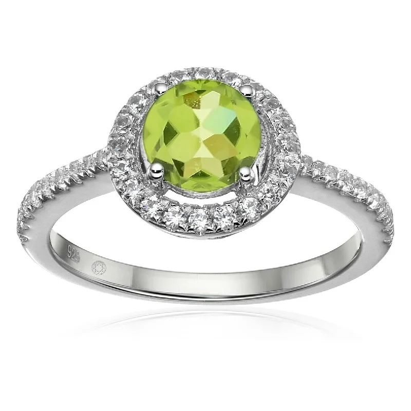 Citrine Gemstone Rings in Stainless Steel with a Stackable Design for a Trendy Everyday Wear925 Sterling Silver Peridot and Created White Sapphire Ring