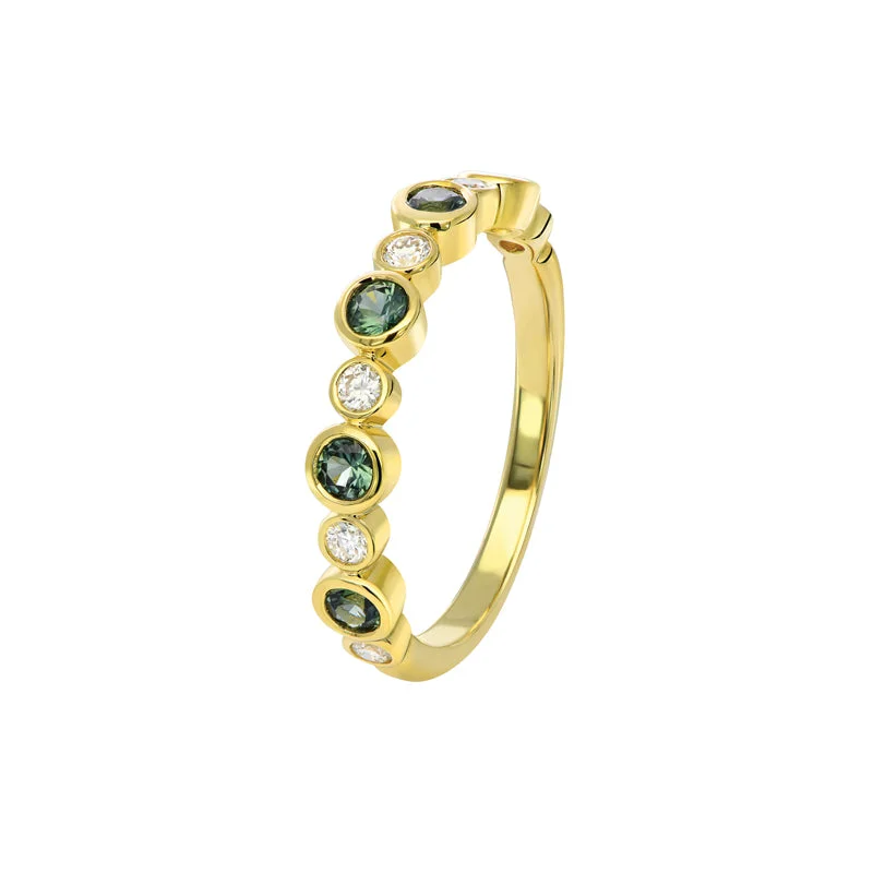 Adjustable - Fit Wedding Bands in Gold - Plated Metal for a Comfortable and Custom - Fitting OptionAfina Sapphire & Diamond Ring