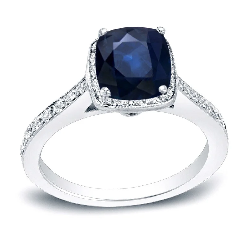 Sapphire Gemstone Rings in 18K White Gold with Diamond Accents for an Elegant EngagementAuriya 14k Gold 1 1/2ct Cushion-cut Sapphire and Diamond Halo Engagement Ring 1/2ctw (H-I, SI1-SI2)