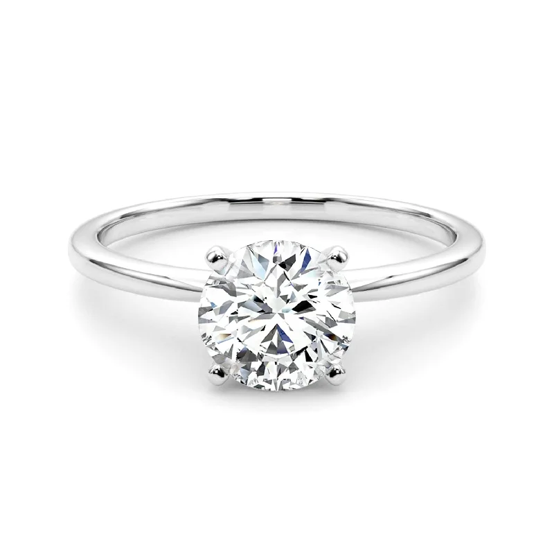 18K White Gold Classic Round - Cut Diamond Wedding Bands for a Timeless and Elegant LookAuriya 14k Gold 1/2ctw Round Solitaire Lab Grown Diamond Engagement Ring 4-Prong Basket