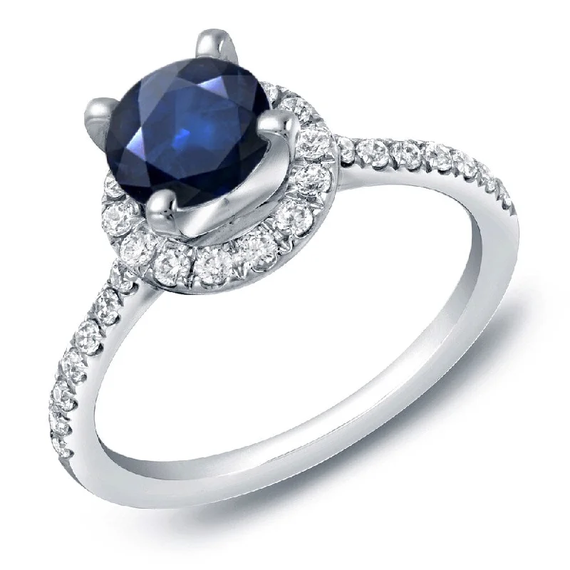 Topaz Gemstone Rings in 10K Gold with a Channel - Set Design for a Contemporary and Durable OptionAuriya 14k Gold 1ct Blue Sapphire and Diamond Halo Engagement Ring 1/2ctw