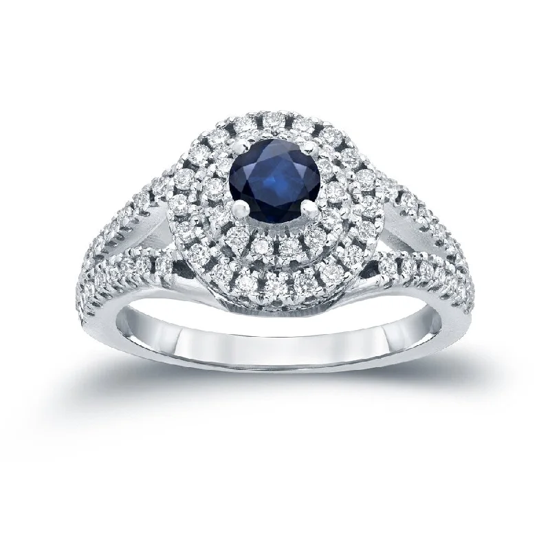 Tanzanite Gemstone Rings in 10K Gold with a Trilogy Design for a Sophisticated GiftAuriya 2/5ct Round Blue Sapphire and 3/5ct TDW Diamond Halo Engagement Ring 14k Gold (H-I, I1-I2)