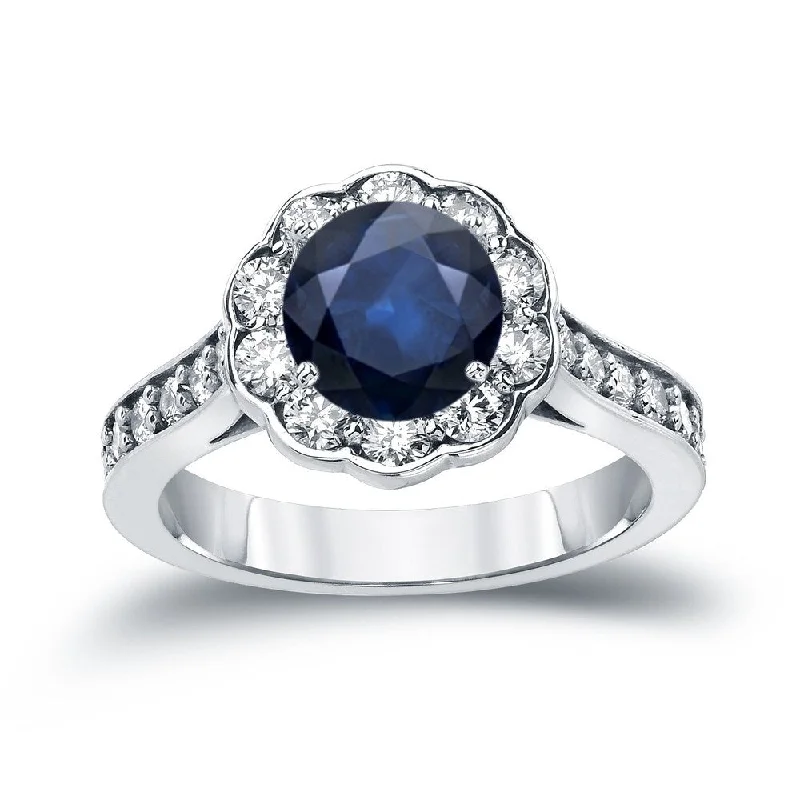 Lapis Lazuli Gemstone Rings in Sterling Silver with a Star - Shaped Setting for a Celestial - Inspired PieceAuriya 3/4ct Blue Sapphire Gemstone and 1ctw Halo Diamond Engagement Ring 14K Gold (H-I, SI1-SI2)