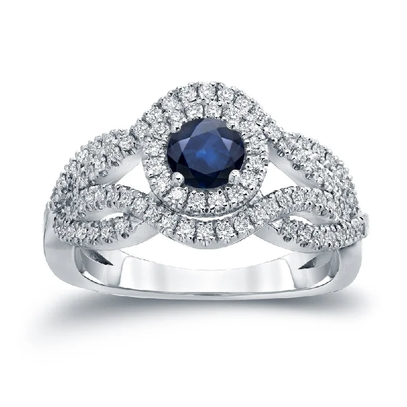 Tanzanite Gemstone Rings in 10K Gold with a Trilogy Design for a Sophisticated GiftAuriya Infinity 1/2ct Round Blue Sapphire and 1/2ct TDW Diamond Halo Engagement Ring 14k Gold