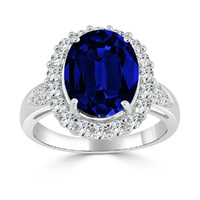 Lapis Lazuli Gemstone Rings in Sterling Silver with a Star - Shaped Setting for a Celestial - Inspired PieceAuriya Oval Shaped 5 1/5ct Sapphire and Halo Diamond Engagement Ring 14k Gold