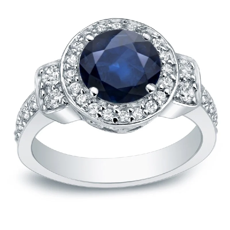 Amethyst Gemstone Rings in Sterling Silver with a Halo of Cubic Zirconia for a Budget - Friendly LuxuryAuriya Platinum 2ct Blue Sapphire and 3/4ctw Halo Diamond Engagement Ring