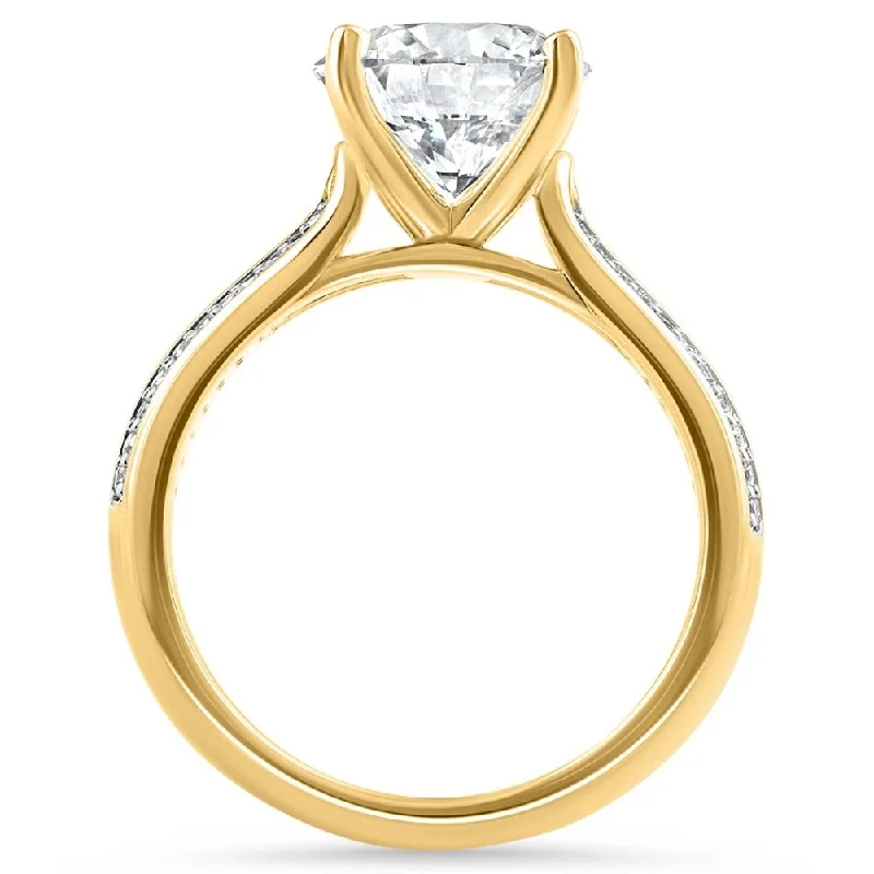 Infinity - Symbol Wedding Bands in Rose Gold with Small Diamonds for a Romantic and Symbolic GestureCertified 3.23Ct E/VS1 Pave Round Diamond Engagement 14k Yellow Gold Lab Grown