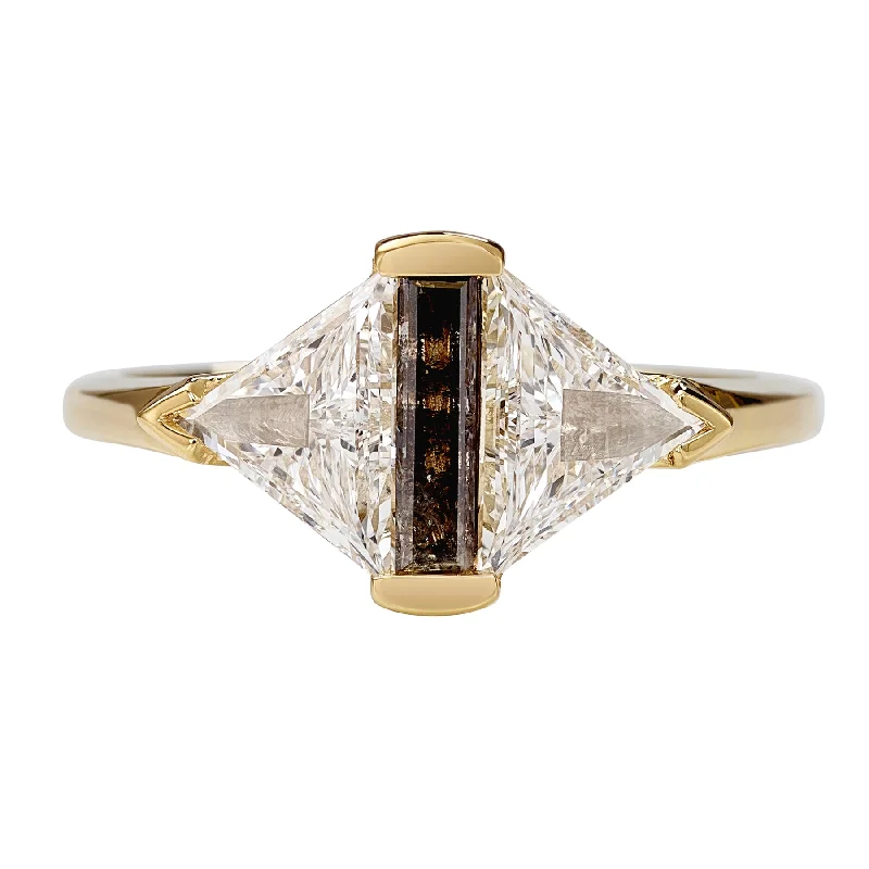 Marquise Cut Engagement Rings with a Channel - Set Diamond BandCompass Trillion and Salt & Pepper Baguette Diamond Engagement Ring