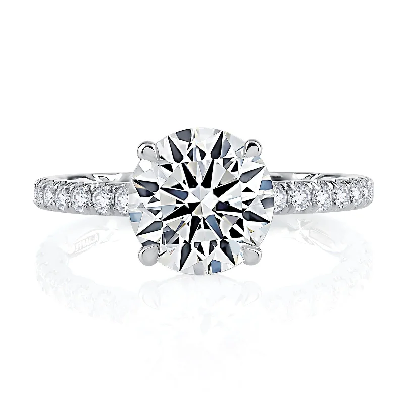 Cushion - Cut Halo Engagement Rings with a Platinum Band and Micro - Pave DetailsDiamond Semi Mount Ring | 18k White (2.00ct Head)