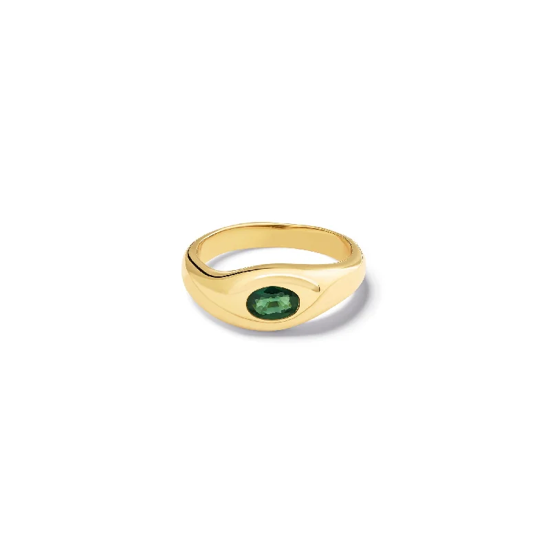 Engagement Rings with Sapphire and Diamond Combinations in a Vintage StyleDuplus Ring Yellow Gold - Green Sapphire