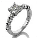 Marquise Cut Engagement Rings with a Channel - Set Diamond BandEngagement 0.75 Princess center bezel Cubic Zirconia Cz Ring