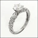 Solitaire Engagement Rings with a High - Clarity Round Diamond and Tapered BandEngagement 1.1 Round Center in 6 Prong Tiffany Cubic Zirconia Cz Ring