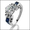 Classic Round Cut Engagement Rings with Platinum Prongs and Halo Setting for Timeless EleganceEngagement 1.5 Round 6 Prong Tiffany Style Sapphire Channel Princess Cubic Zirconia Cz Ring