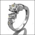 Art Deco Engagement Rings with Geometric Patterns and Baguette - Cut Diamond AccentsEngagement 1 Ct Round Center channel set Baguettes Cubic Zirconia Cz Ring